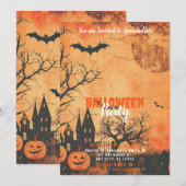 Volle Maan Zwarte Vogels Halloween Party Kaart (Voorkant / Achterkant)
