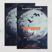 Volle Maan Zwarte Vogels Halloween Party Kaart (Voorkant / Achterkant)