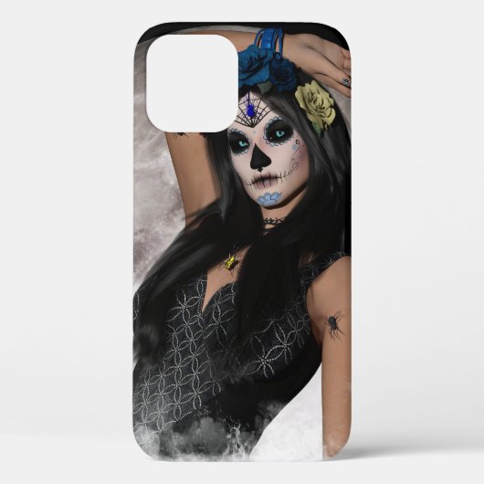 Volle Maan's Suiker Schedel Donkere Masker & Blauw Case-Mate iPhone Case (Achterkant)