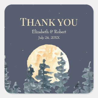 Volle Moon Forest bruiloft Dank u Sticker