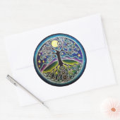 Volle Moon Tree of Life Sterrennacht Mandala Stick Ronde Sticker (Envelop)