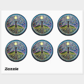 Volle Moon Tree of Life Sterrennacht Mandala Stick Ronde Sticker (Vel)