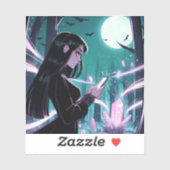Volle Moon Witch Oplaadkristallen in de Bossen Sticker (Vel)
