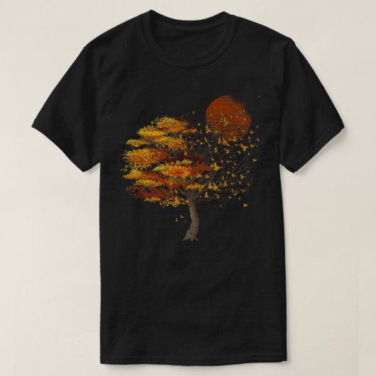 Volle moonkudde vogelboom in de buitenlucht t-shirt (Design voorkant)