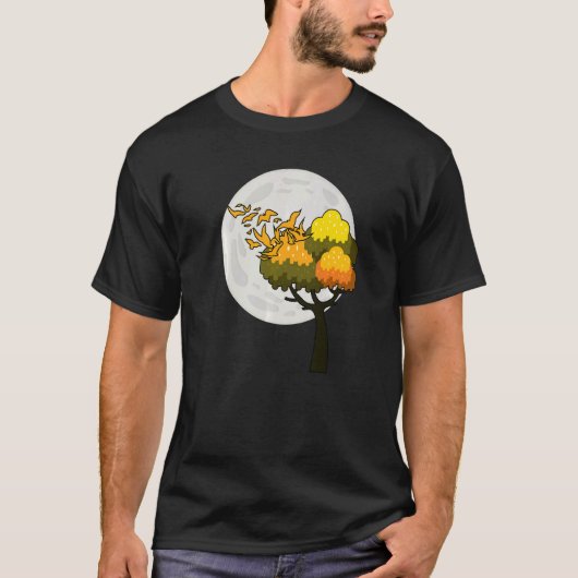 Volle moonkudde vogelboom in de buitenlucht t-shirt (Voorkant)