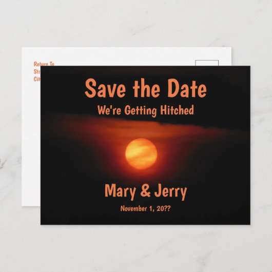 Volle Oogst Maan Bewaar de Datum Aankondigingskaart (Voorkant / Achterkant)