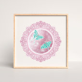 Volle roze maan | April Moon Illustratie Poster