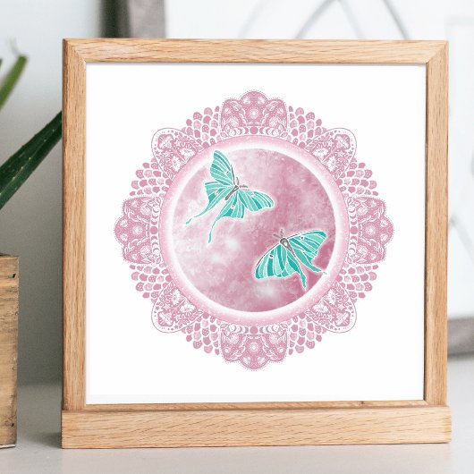 Volle roze maan | April Moon Illustratie Poster