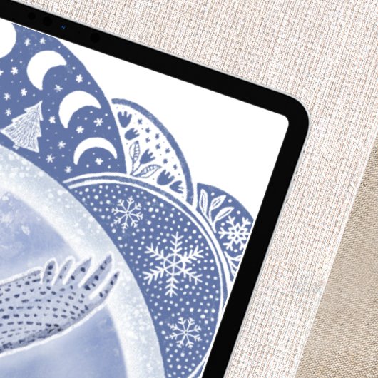 volle sneeuwmaan | Februari Uilen Maan Illustratie Poster