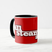 Volle stoom vooruit rode stoomtrein mok (Voorkant links)