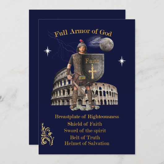Volle wapenrusting van GOD Feestdagenkaart (Voorkant / Achterkant)