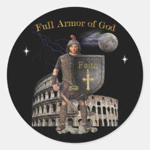 Volle wapenrusting van GOD Ronde Sticker