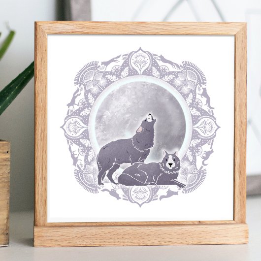 Volle Wolf Moon | Januari Maan Illustratie Poster