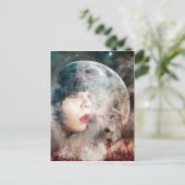 Volle Wolfs Moon Rising Briefkaart (Staand voorkant)