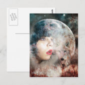 Volle Wolfs Moon Rising Briefkaart (Voorkant / Achterkant)