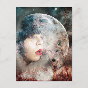 Volle Wolfs Moon Rising Briefkaart