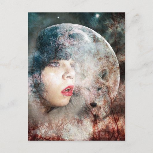 Volle Wolfs Moon Rising Briefkaart (Voorkant)