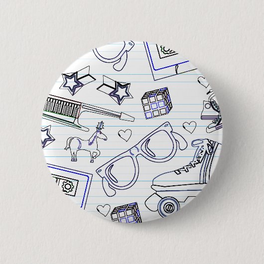 Volledig 80 doodle ronde button 5,7 cm (Voorkant)