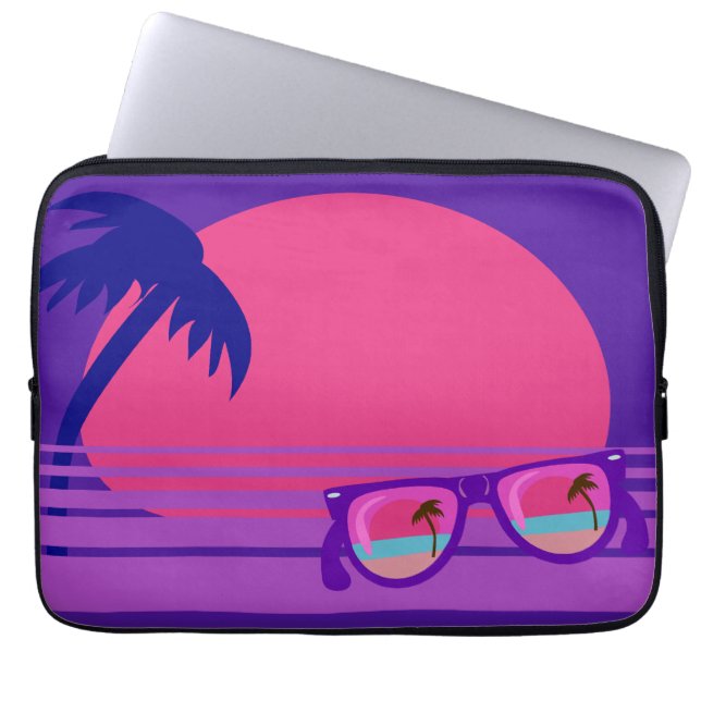 Volledig 80 Geweldige Paarse zonsondergang Laptop Sleeve (Voorkant)
