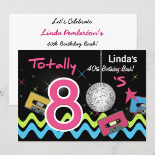 volledig 80's retro party Invitation Kaart