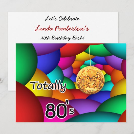 volledig 80's retro party Invitation Kaart (Voorkant / Achterkant)