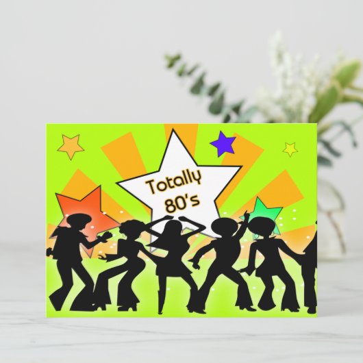 volledig 80's retro party Invitation Kaart (Staand voorkant)