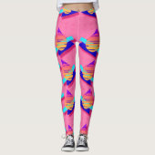 Volledig 8 Memphis Neon Triangle Patronen Leggings (Voorkant)