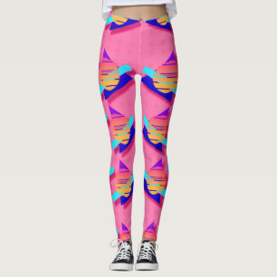 Volledig 8 Memphis Neon Triangle Patronen Leggings