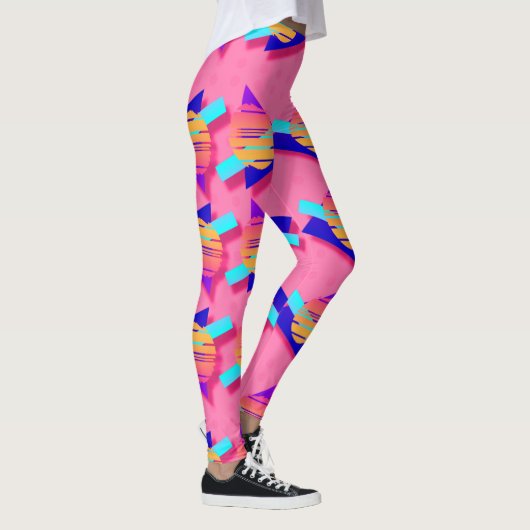 Volledig 8 Memphis Neon Triangle Patronen Leggings (Rechts)
