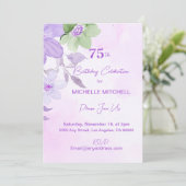 Volledig aangepaste 75e verjaardag Lavendel Floral Kaart (Staand voorkant)
