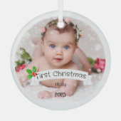 Volledig Aangepaste Baby's eerste Kerstmis Glas Ornament (Voorkant)