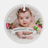 Volledig Aangepaste Baby's eerste Kerstmis Glas Ornament (Achterkant)