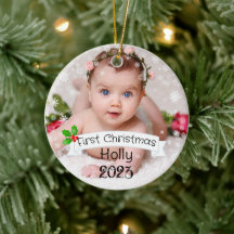 Volledig Aangepaste Baby's eerste Kerstmis