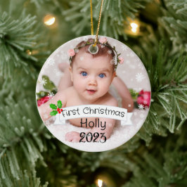 Volledig Aangepaste Baby's eerste Kerstmis Keramisch Ornament