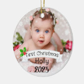 Volledig Aangepaste Baby's eerste Kerstmis Keramisch Ornament (Links)