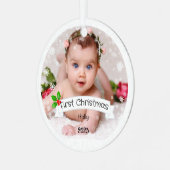 Volledig Aangepaste Baby's eerste Kerstmis Metalen Ornament (Voorkant links)