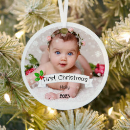 Volledig Aangepaste Baby's eerste Kerstmis Metalen Ornament