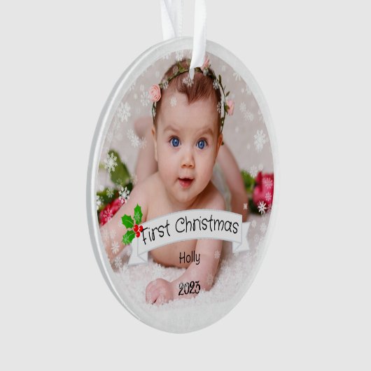 Volledig Aangepaste Baby's eerste Kerstmis Ornament (voorkant)