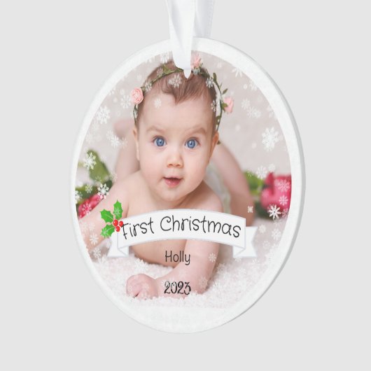 Volledig Aangepaste Baby's eerste Kerstmis Ornament (voorkant)