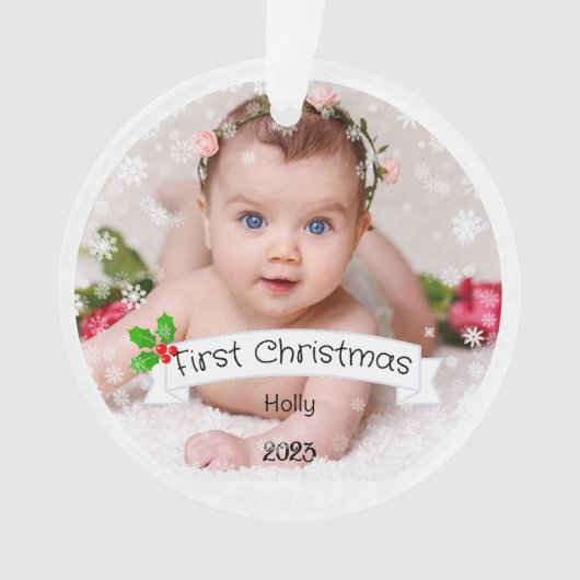Volledig Aangepaste Baby's eerste Kerstmis Ornament (voorkant)