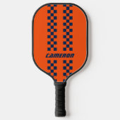 Volledig aangepaste kleuren dubbel geruite strepen pickleball paddle (Voorkant)