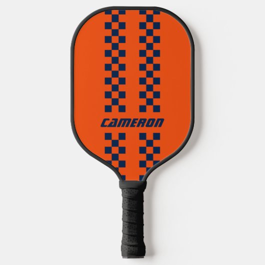 Volledig aangepaste kleuren dubbel geruite strepen pickleball paddle (Voorkant)