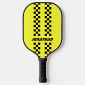 Volledig aangepaste kleuren dubbel geruite strepen pickleball paddle (Voorkant)