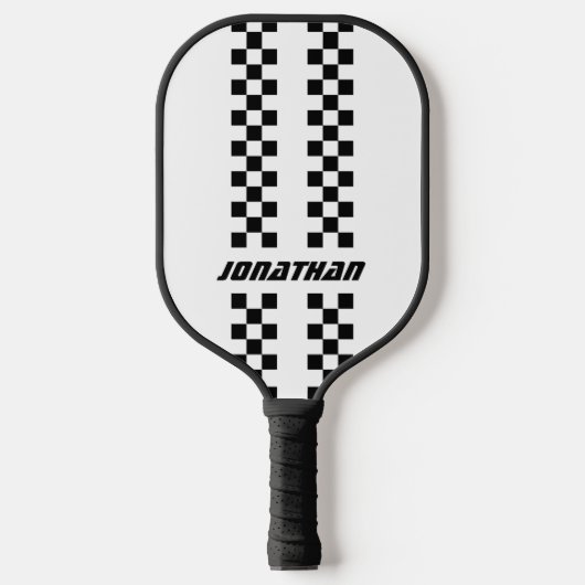Volledig aangepaste kleuren dubbel geruite strepen pickleball paddle (Voorkant)