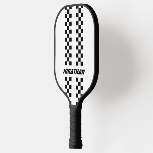 Volledig aangepaste kleuren dubbel geruite strepen pickleball paddle (Links)