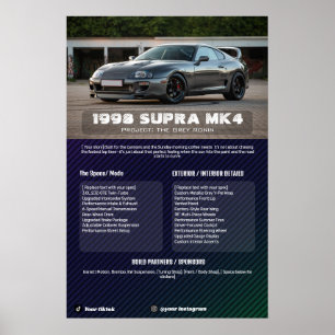 Volledig aanpasbaar auto show specificatiebord poster