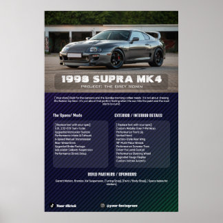 Volledig aanpasbaar auto show specificatiebord poster