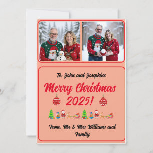 Volledig Aanpasbare 2 Foto Traditionele Kerstkaart
