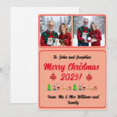 Volledig Aanpasbare 2 Foto Traditionele Kerstkaart (Voorkant / Achterkant)