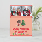 Volledig Aanpasbare 2 Foto Traditionele Kerstkaart (Staand voorkant)